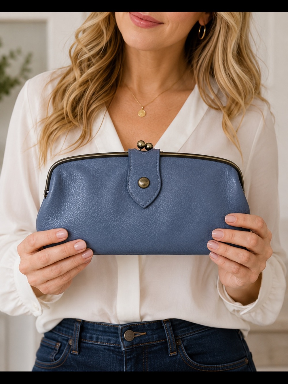 NEW- NORDSTROM Blue Leather Clutch
